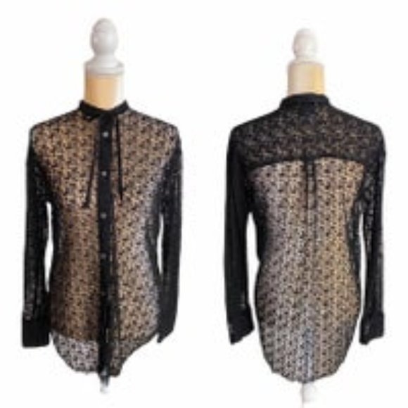 Tops - Forte Forte Italy Lace Design Button Up Shirt Black Size 0 XS Extra Small